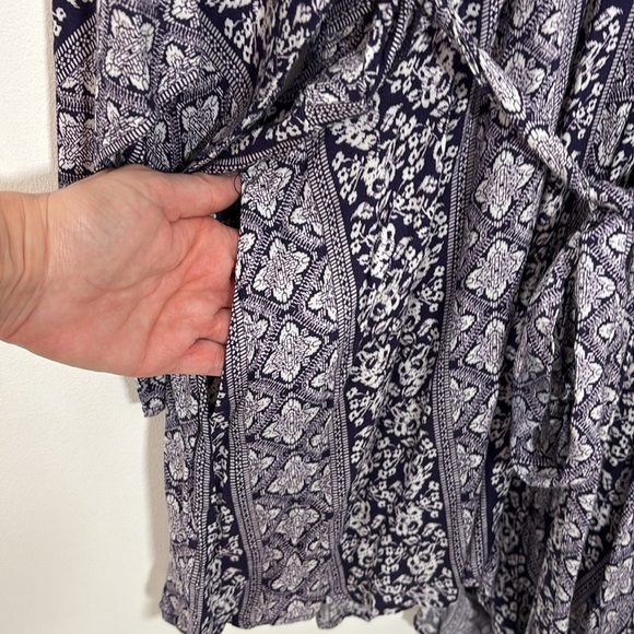 All In Favor XXL Shorts Romper Blue White Floral Print Boho Flowy Pockets Summer - Picture 8 of 11